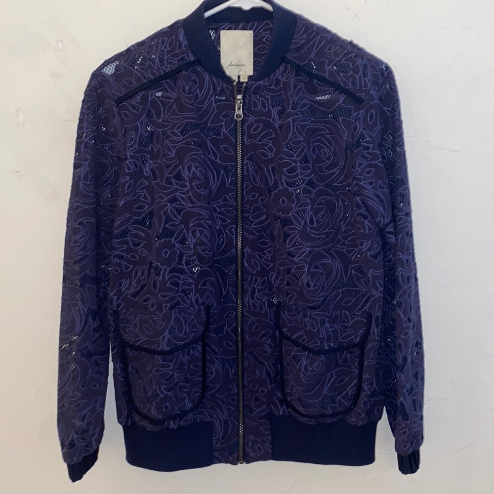 Mesh and Floral Bomber Jacket